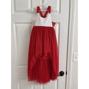 Mella Stitched Girls Size 5 Red Jada Tulle High Low Dress! Christmas Valentines